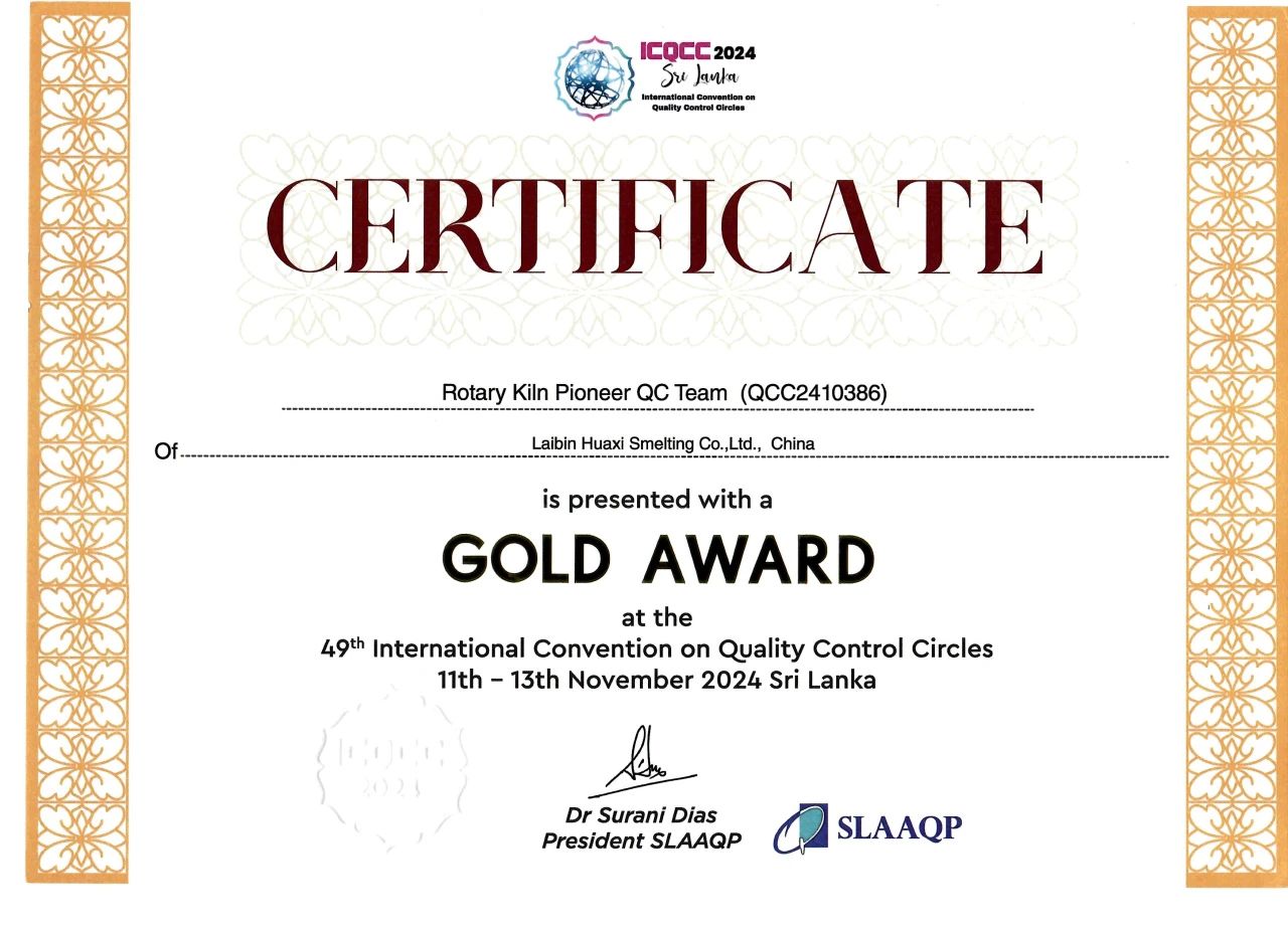 國(guó)際&ldquo;質(zhì)量奧林匹克&rdquo;最高榮譽(yù)！華錫有色一QC小組獲ICQCC金獎(jiǎng)！